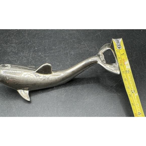 Vintage 1960’s MCM Dolphin Bottle Opener Silverplate Matte 2-Way Bar Tool -S1L - Picture 7 of 9